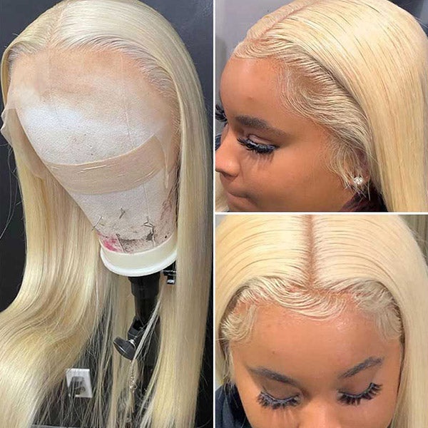 Honey Blonde Wig Straight Hair Lace Wig 613 Blonde Lace Part Wig Glueless Human Hair Wig