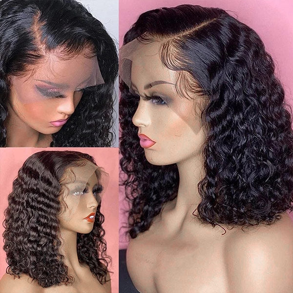 Short Deep Wave Bob Human Hair Wigs 13x4 Deep Wave Bob HD Lace Front Wigs