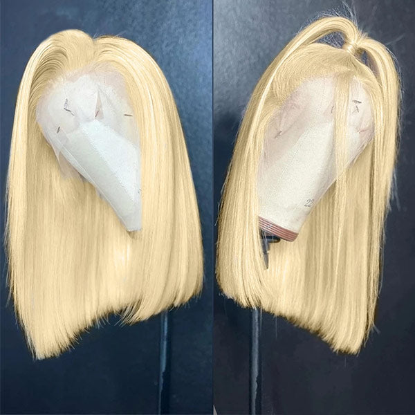 613 Blonde Bob Lace Front Wig 13x4 Straight Short Bob Human Hair Wigs