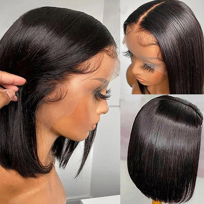 Bob Wig T Part Straight Human Hair Wigs Transparent Short Bob Lace Wigs