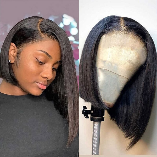 Short Bob Wigs Side Part Human Hair Wigs Straight Bob Lace Part Wig ...