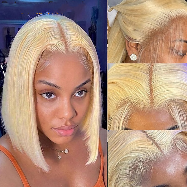 613 Blonde Hair Wig Short Bob Wigs 13x4 T Part Blonde Human Hair Wigs