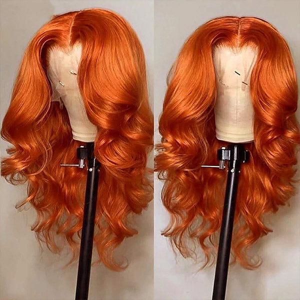 Ginger Orange Lace Front Wig Body Wave Hair T Part Lace Wigs