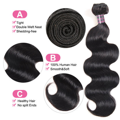 Ishow Indian Virgin Body Wave 3 Bundles Human Hair Extensions