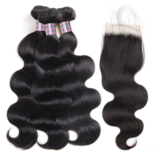 8A Virgin Human Hair Body Wave Hair Buy 3 Bundles Get 1 FREE Closure