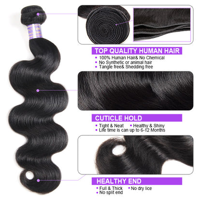 9A Allove Virgin Loose Deep Wave Hair 3 Bundles Human Hair With One FREE Closure