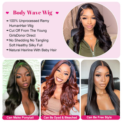 4x4 5x5 HD Lace Closure Wigs Pre Plucked Body Wave Lace Front Wig Virgin Human Hair Wigs