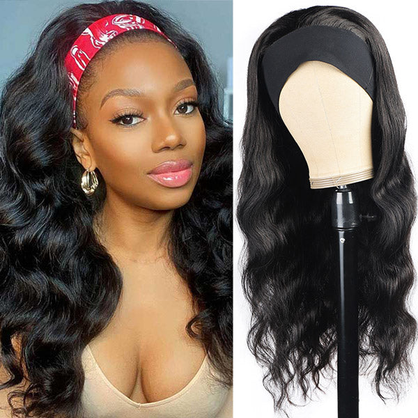 Affordable Headband Wigs Good Body Wave Human Hair Glueless Headband Wigs