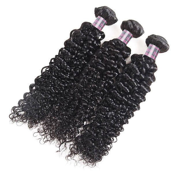 Ishow Non Remy Hair Peruvian Curly Wave Virgin Human Hair 3 Bundles