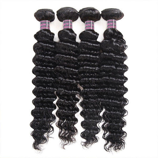 Ishow Virgin Brazilian Deep Wave Human Hair Extensions 4 Bundles