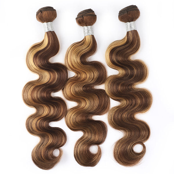 Highlight Human Hair Bundles With Lace Frontal P Color Hair Bundles With Frontal