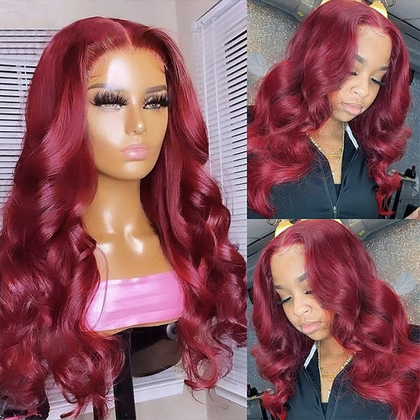 Body Wave Burgundy Lace Front Wig 13x4 HD Colored Lace Front Wigs