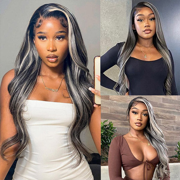 Highlight Grey Body Wave Wig 13x4 HD Lace Frontal Wig 36 Inch 180% Density