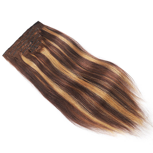 Highlight Honey Blonde Straight Virgin Human Hair Clip Hair Extensions