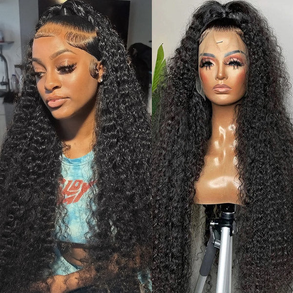 Curly Human Hair Full Lace Wig 150% Density HD Lace Wigs 13x4 Lace Front Kinky Curly Wigs