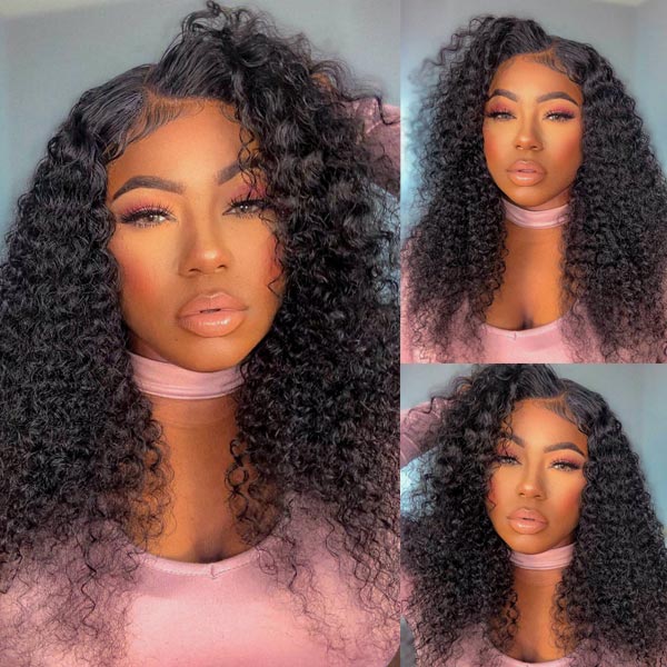 4x4 HD Lace Closure Curly Wig Brazilian Kinky Curly Human Hair Wigs