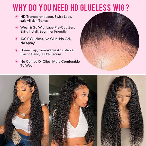 13x4 Curly Hair Wigs Glueless HD Lace Front Wigs 30 Inch Wear And Go Human Hair Wigs