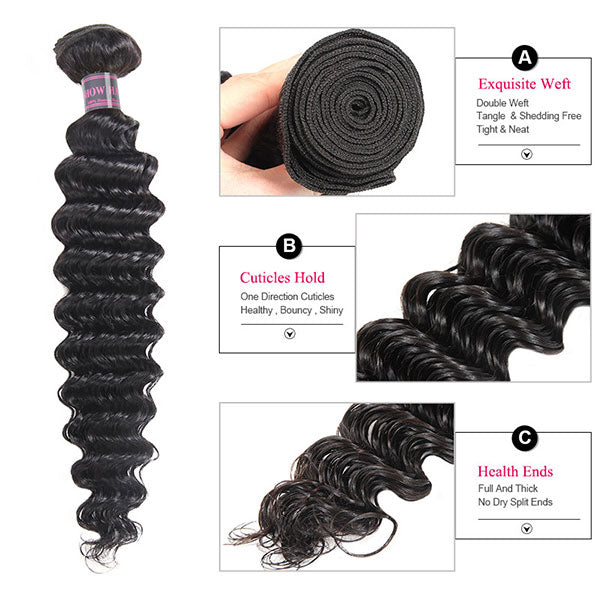 Ishow Hair 2 Bundles Deep Wave Virgin Human Hair Extensions