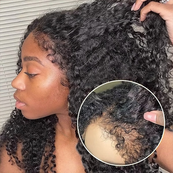 4C Edges Hairline Wig Deep Curly Wave 4x4/13x4 HD Lace Front Wigs Human Hair