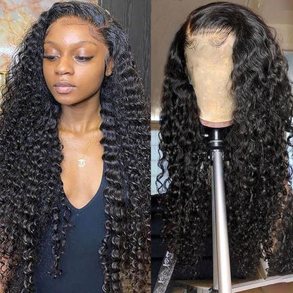 Undetectable 13x4 Lace Frontal Deep Wave Human Hair Wig 180% Density Skin Melt HD Lace Wig