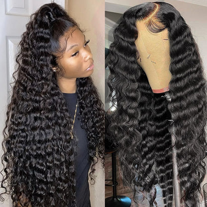 Hairsmarket Deep Wave Lace Closure Wig 150% Density 4X4 5X5 Long Human Hair Wigs