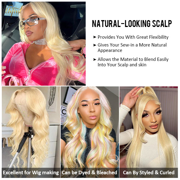 613 Human Hair Wig Body Wave Wig Honey Blonde 13x4 HD Lace Front Wigs 30Inch 180% Density