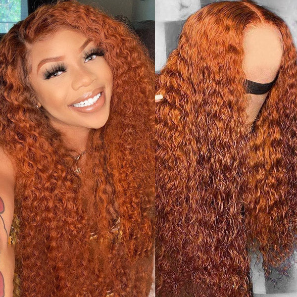 Ginger Orange Wig Curly Human Hair Lace Front Wig Transparent HD Lace Wigs Glueless 13x4 Frontal Wigs