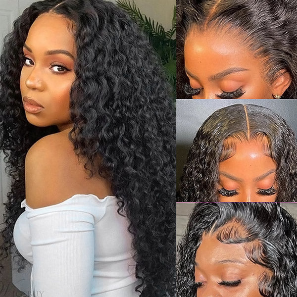 4x4 HD Glueless Lace Closure Wig Curly Human Hair Wigs 30 Inch 180% Density