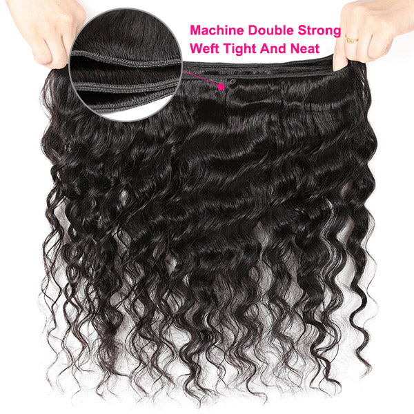 Virgin Loose Deep Wave Human Hair 4 Bundles With Lace Closure