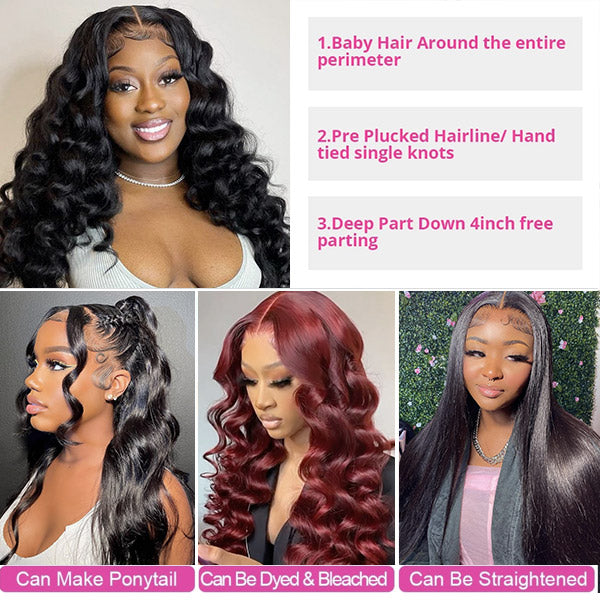 Loose Deep Wave Wig 4x4 Lace Closure Wig Brazilian Human Hair Glueless Wigs