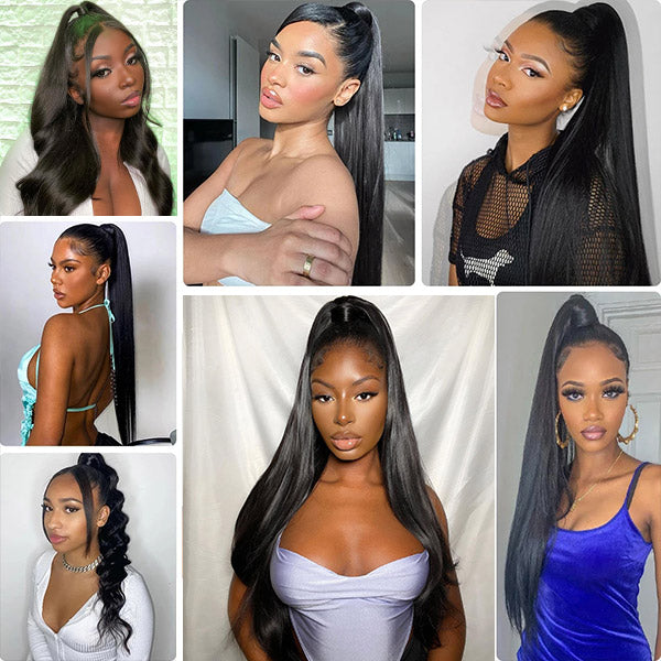 Wrap Around Ponytail Human Virgin Straight Hair