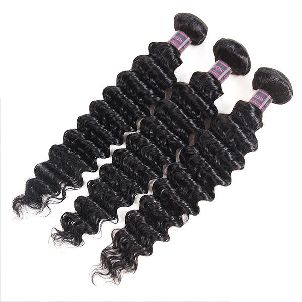 8A Brazilian Virgin Hair Deep Wave Human Hair 3 Bundles With 4*4 Lace Closure