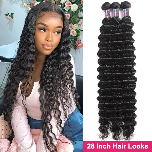 Brazilian Hair Deep Wave 3 Bundles Virgin Human Hair Extension