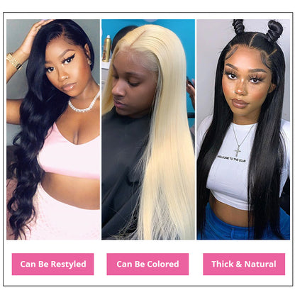 Malaysian Straight Human Hair 3 Bundles With 4*4 Lace Closure