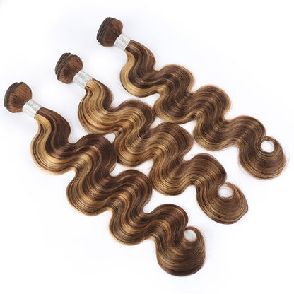 Honey Blonde Highlight Bundles with Hd Frontal Malaysian Body Wave Human Hair