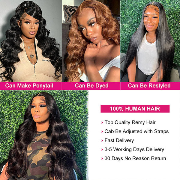 40 Inch Long Body Wave Human Hair 13x4 Lace Front Wigs Pre Plucked HD Lace Wig