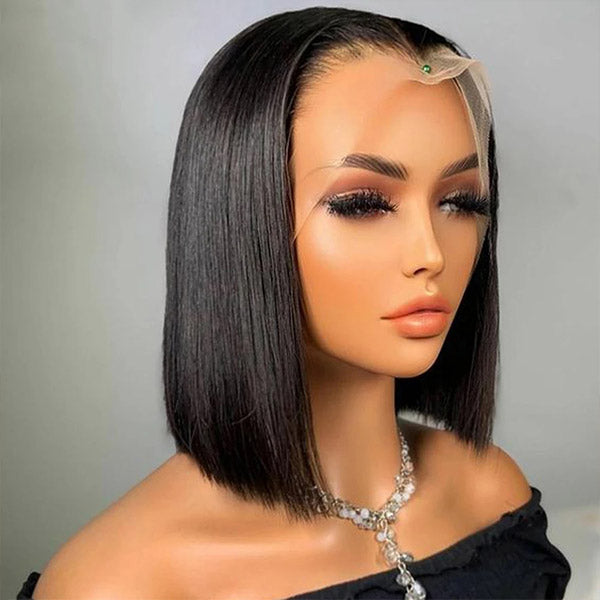 Straight Human Hair 13x4 Lace Front Wigs Short Bob Lace Wigs 14 Inch