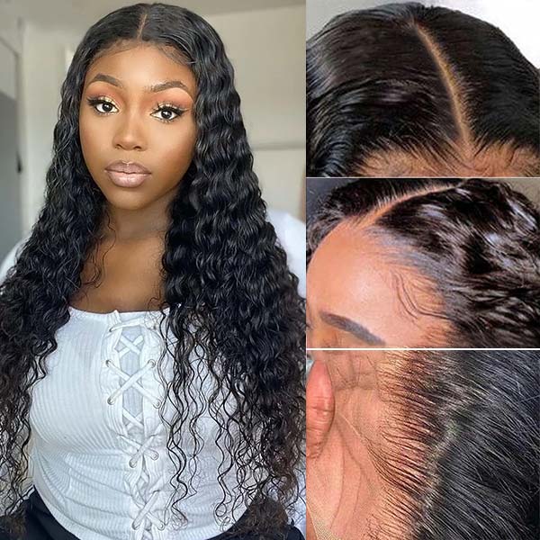 Water Wave Human Hair Wig 4x4 Lace Closure Wigs Water Wave Lace Wig 150% Density