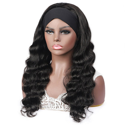 Loose Wave Human Hair Wigs With Headband Attached