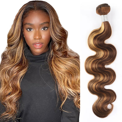 Honey Blonde Highlight Bundles Brazilian Body Wave Human Hair 3 Bundles P4/27 Color