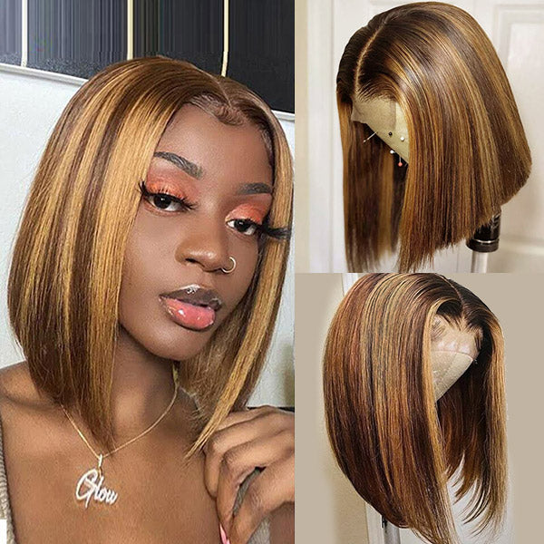 Highlight Bob Wig 4*4 Lace Closure Short Bob Lace Wigs