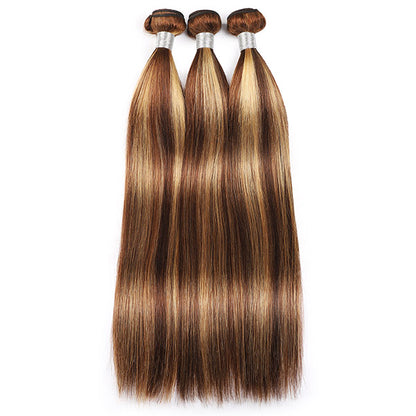 Highlight Human Hair Bundles With Lace Frontal P Color Hair Bundles With Frontal