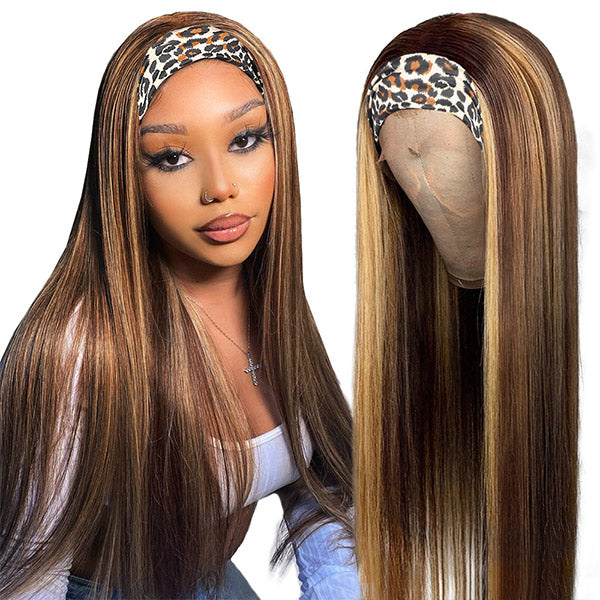 Straight Highlight Wigs Headband Wigs Easy To Wear 150% Density