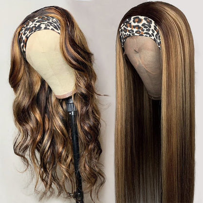 Straight Highlight Wigs Headband Wigs Easy To Wear 150% Density