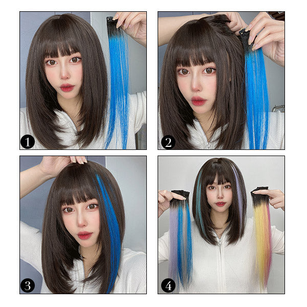 Colored Human Hair Hanging Ear Dyeing For Short Bob Wigs 35CM