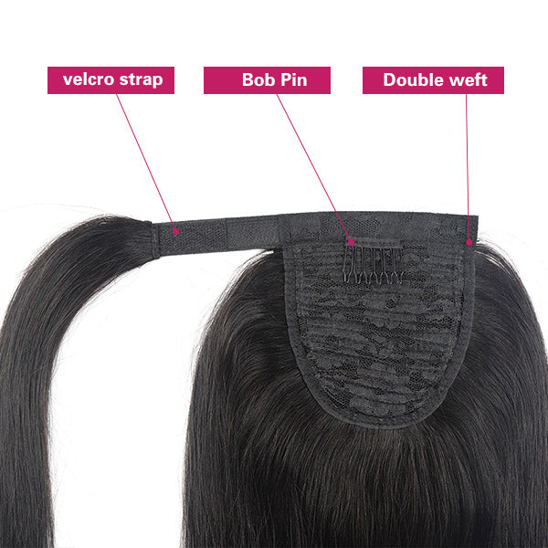 Wrap Around Ponytail Human Virgin Straight Hair