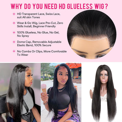 Straight Hair Glueless Wigs 13x4 HD Lace Front Human Hair Wigs 40 Inch Long Wigs