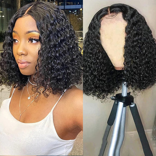 Short Deep Wave Bob Human Hair Wigs 13x4 Deep Wave Bob HD Lace Front Wigs