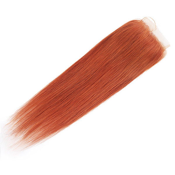 Ginger Hair Bundles with Closure Virgin Straight Human Hair 3 Bundles with Lace Closure