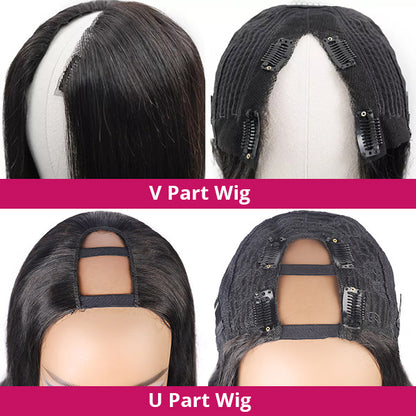 V Part Body Wave Wig No Leave Out Upgrade U Part Human Hair Wig 32 Inch